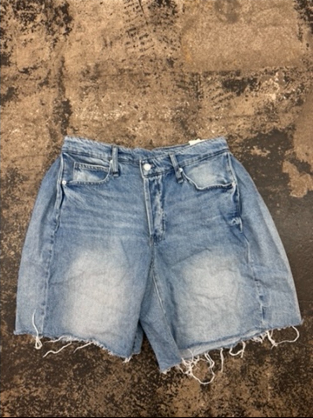 WE THE FREE Boomerang High Rise Long  Bermuda Denim Shorts Blue Size 30 NWT